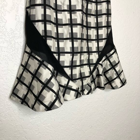 NBD Daylight Bliss black white plaid plunge neck flounce skirt mini dress NWT - Picture 5 of 16